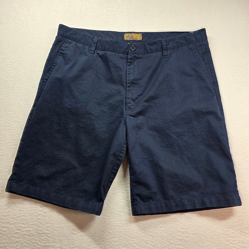 Pronto Uomo Chino Shorts Mens 40 Navy Blue Flat Front 100% Cotton Casual